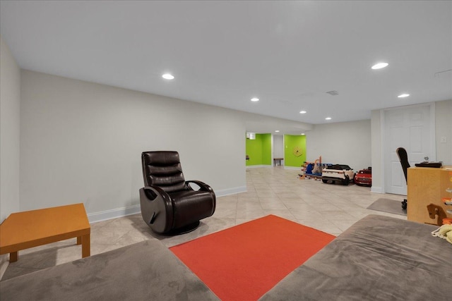 interior space featuring light tile patterned floors