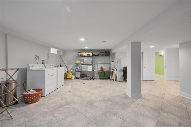 basement with washing machine and clothes dryer