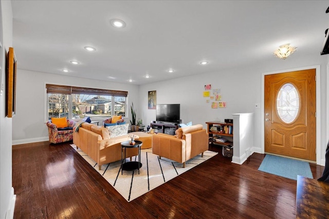 living room with hardwood / wood-style floors