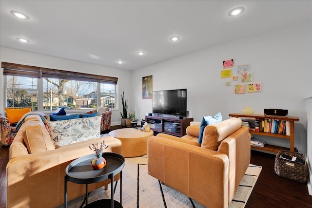 living room with wood-type flooring