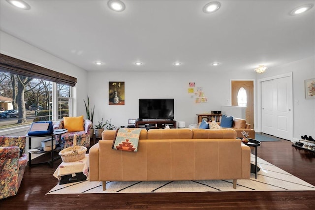 living room with hardwood / wood-style floors