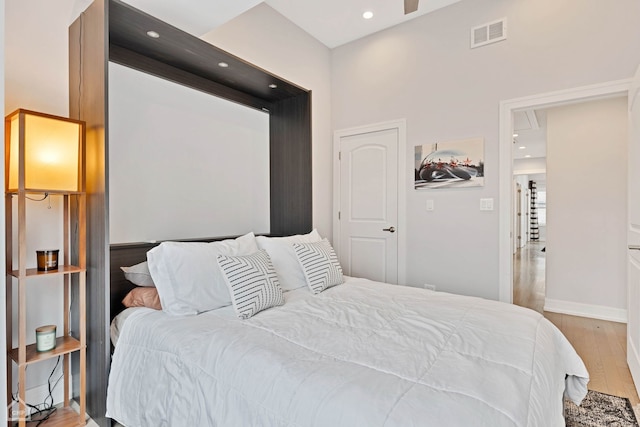 bedroom featuring light wood-type flooring