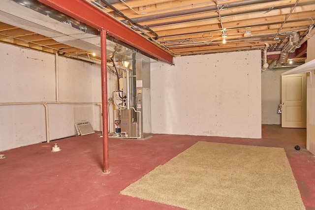 basement with heating unit