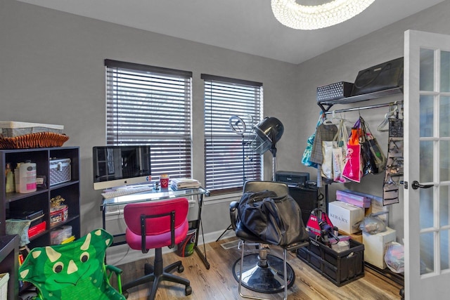 office space featuring plenty of natural light and wood-type flooring