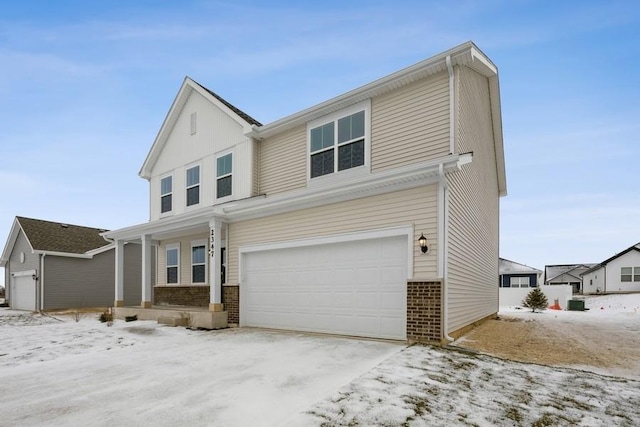 view of front property with a garage