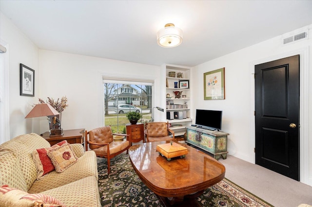 living room with carpet