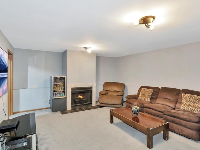 living room featuring carpet floors