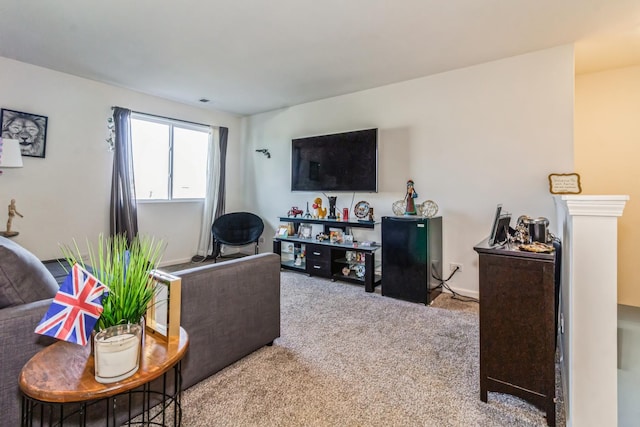 living room with carpet flooring