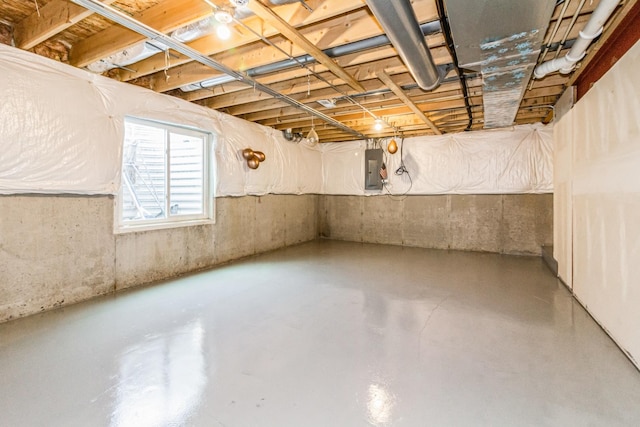 basement with electric panel