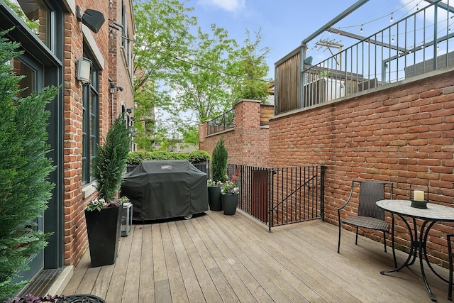 deck featuring area for grilling