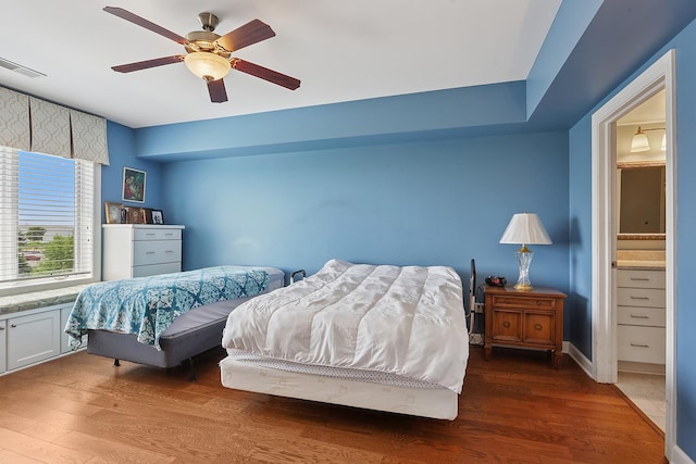 11110 Waters Edge Dr Unit 4D, Orland Park, IL 60467 - bedroom featuring wood finished floors, a ceiling fan, and ensuite bath