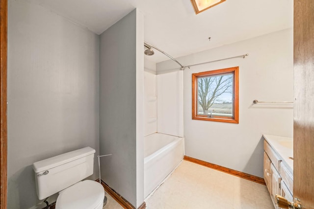 full bathroom featuring shower / bathing tub combination, vanity, and toilet