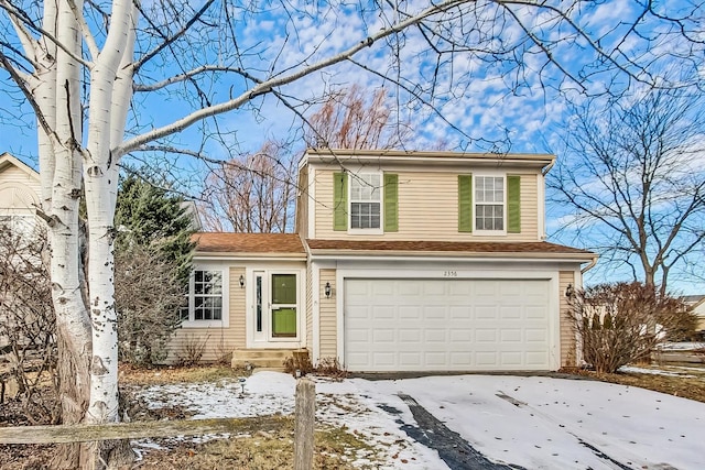 view of front property with a garage