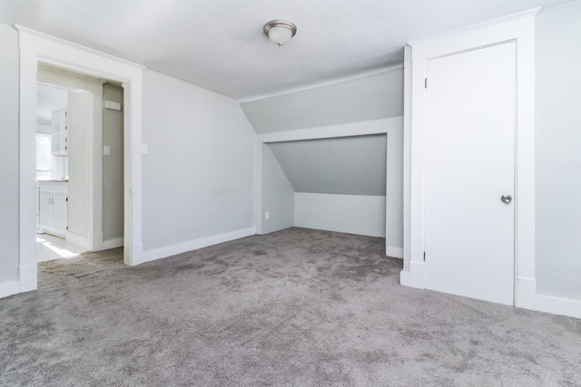 additional living space featuring light carpet and lofted ceiling