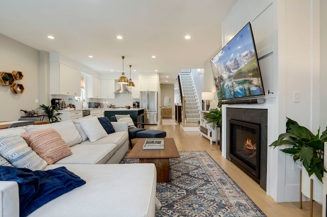 living room featuring light hardwood / wood-style flooring