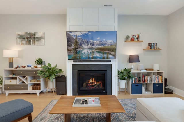 living room with hardwood / wood-style floors