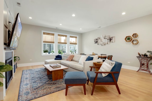 living room featuring light hardwood / wood-style flooring