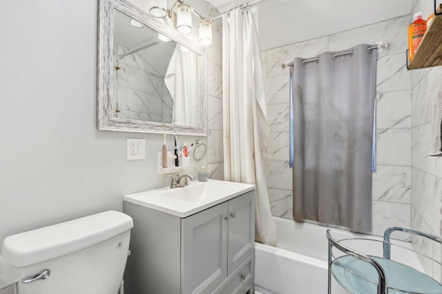 full bathroom featuring vanity, toilet, and shower / tub combo