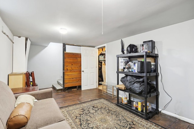 living room featuring dark hardwood / wood-style floors