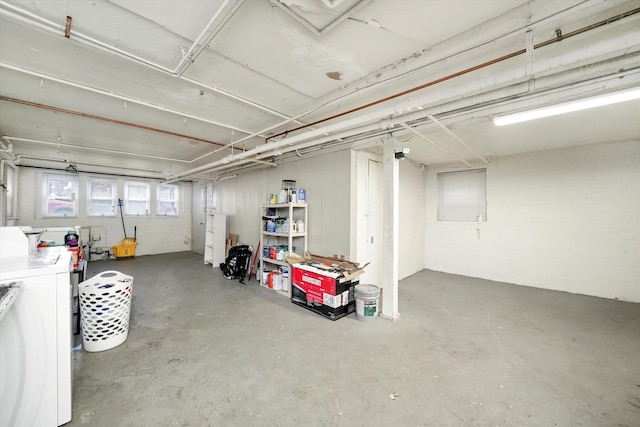 basement with washer and dryer