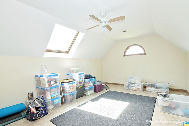 35161 N Indian Trl, Ingleside, IL 60041 - bonus room with vaulted ceiling with skylight and a ceiling fan