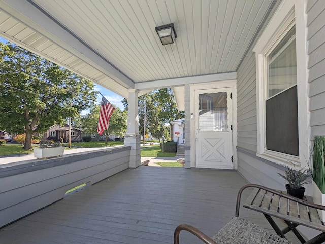 deck featuring a porch