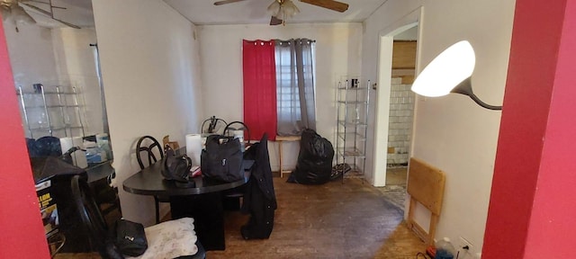 dining area featuring ceiling fan