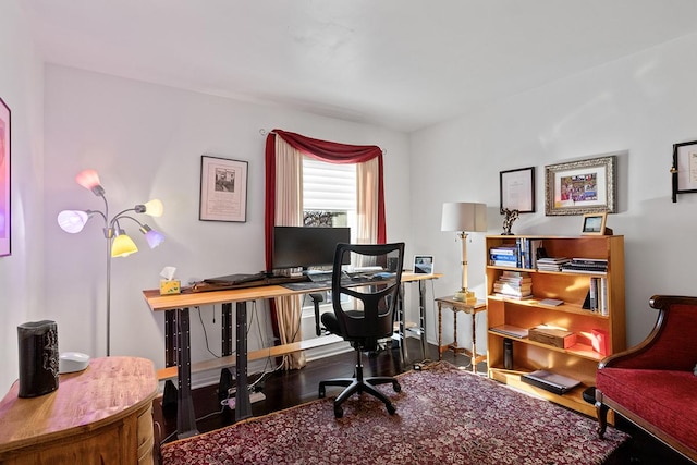 office area featuring hardwood / wood-style flooring