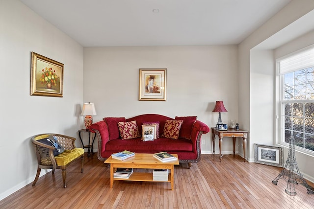 living room with light wood-type flooring