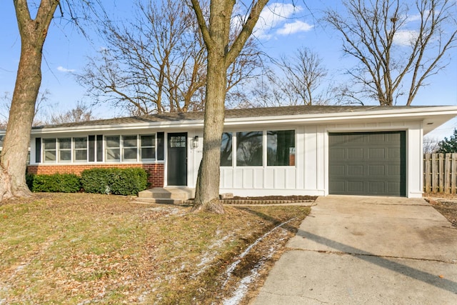 single story home featuring a garage