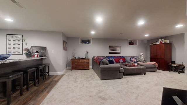 living room with hardwood / wood-style flooring