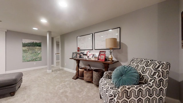 sitting room featuring carpet