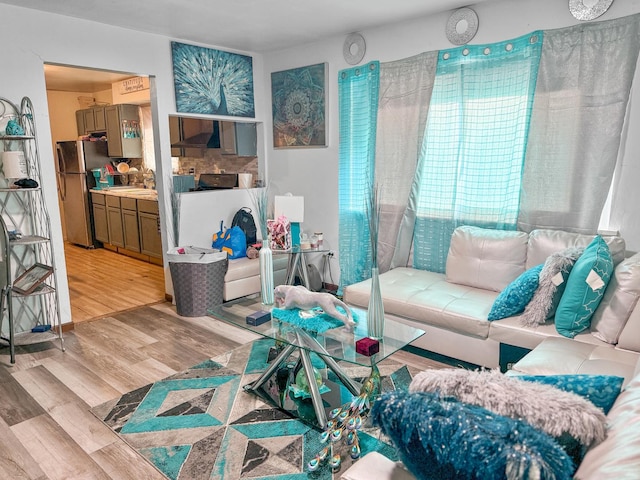 living room featuring light hardwood / wood-style floors