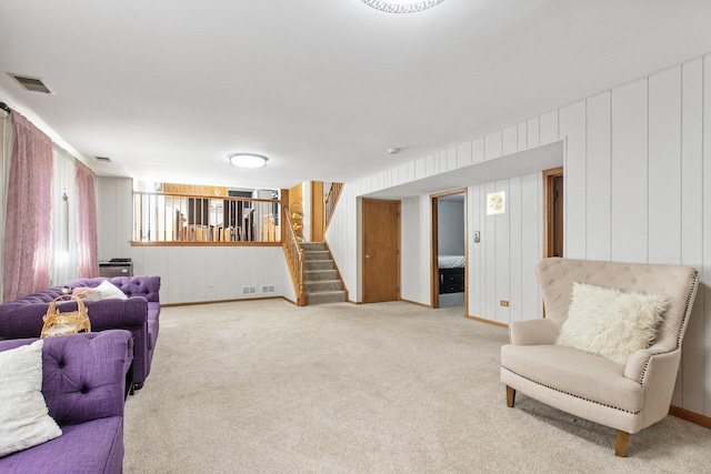 living room with carpet flooring