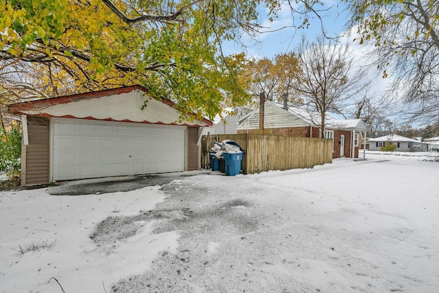 view of snow covered property