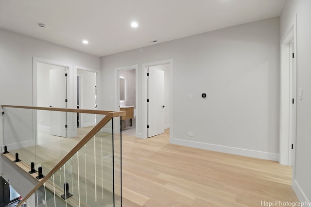 hallway featuring light wood-type flooring