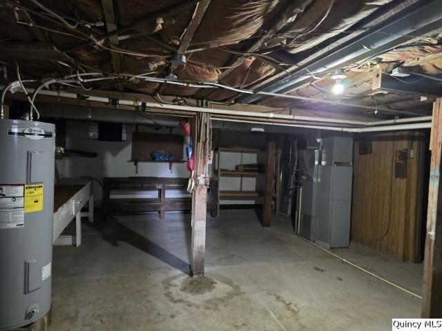 basement with water heater