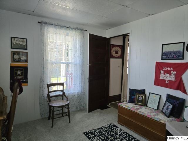 living area with carpet floors