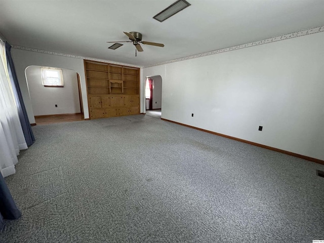 unfurnished bedroom with carpet and ceiling fan