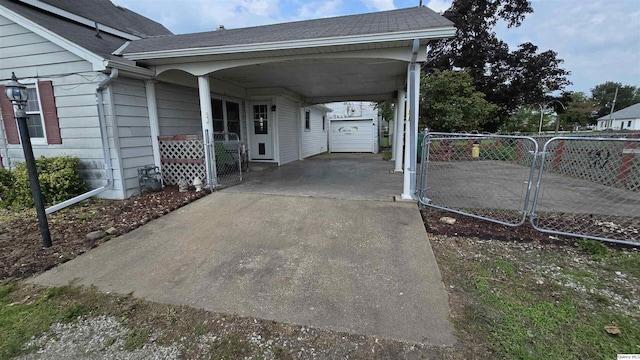 view of patio featuring a carport