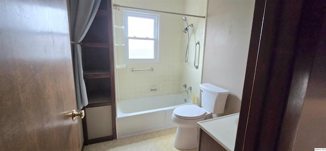 full bathroom featuring vanity, toilet, and tiled shower / bath