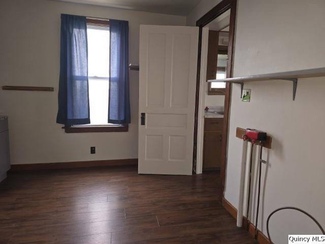 interior space with dark hardwood / wood-style floors