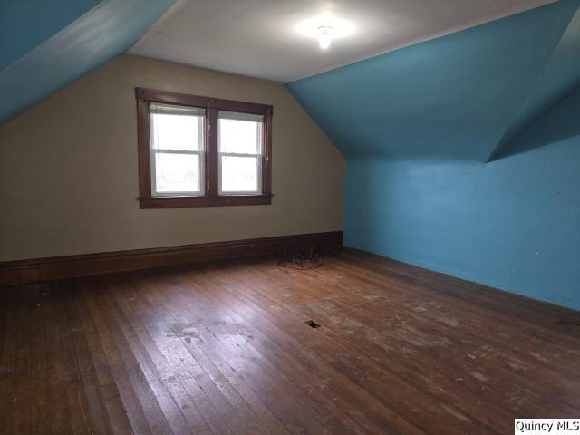 additional living space with lofted ceiling and wood-type flooring