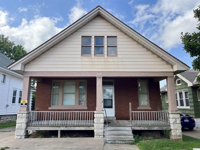 bungalow featuring a porch