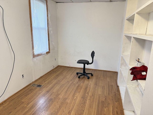 unfurnished office featuring wood-type flooring