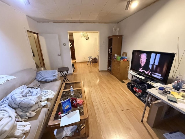 living room with light wood-type flooring