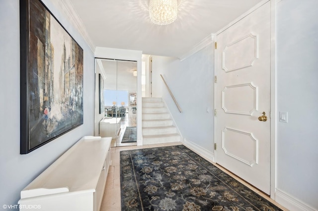 foyer with ornamental molding