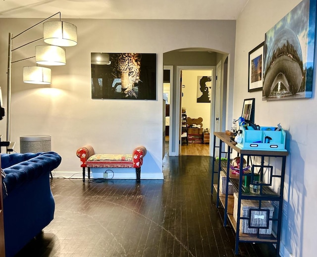 hallway featuring wood-type flooring