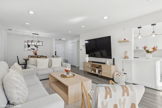 living room featuring light hardwood / wood-style floors