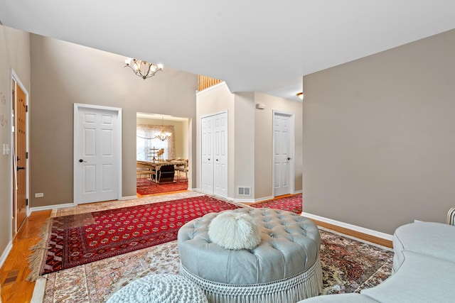 interior space with an inviting chandelier